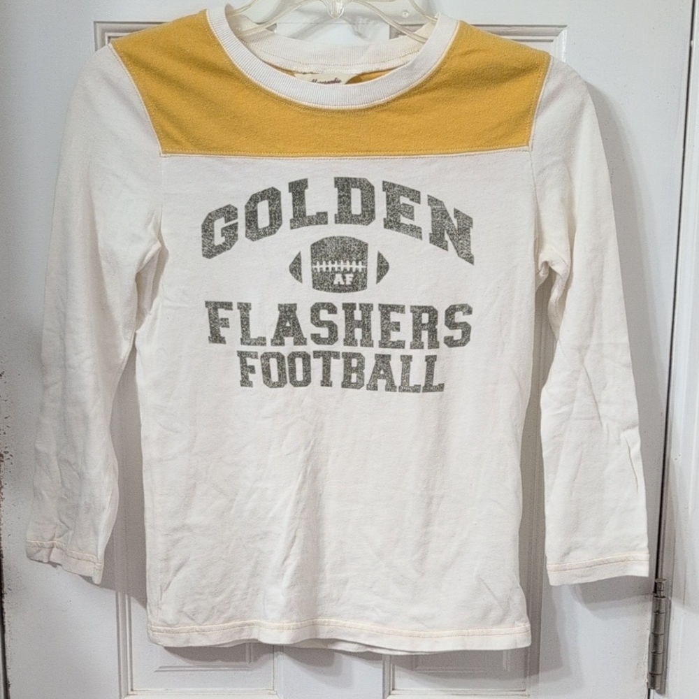 Vintage Abercrombie & Fitch Juniors 3/4  Sleeve Shirt - White and Yellow